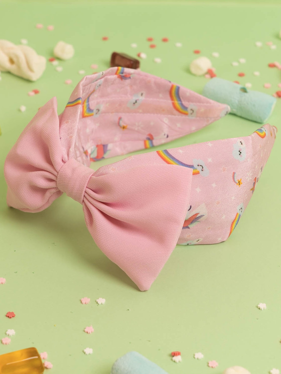 

Elaa Girls Pink Unicorn Print Crepe Hairband
