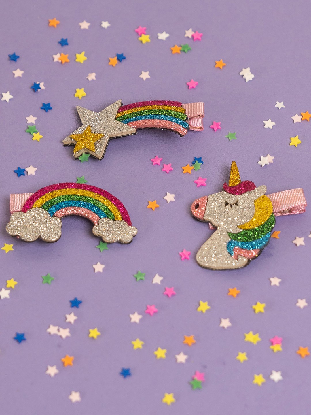 

Elaa Girls Set of 3 Multicolour Alligator Hair Clip, Multi