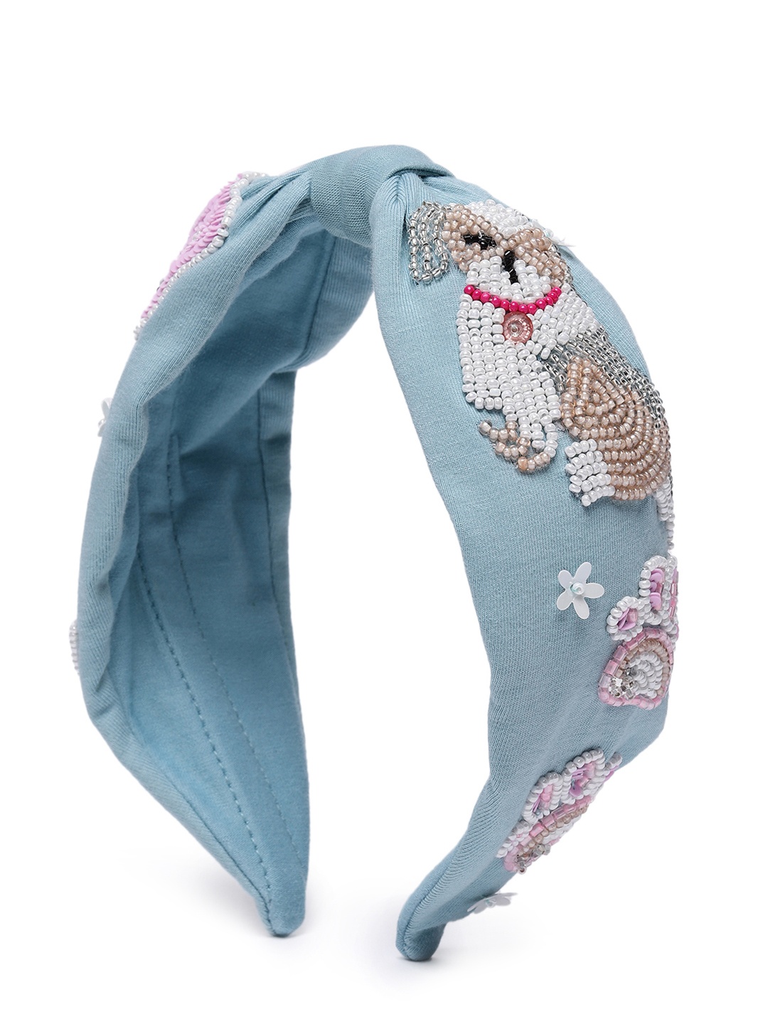 

Elaa Girls Blue Jersey With Embroidery - Animal Lovers Hairband