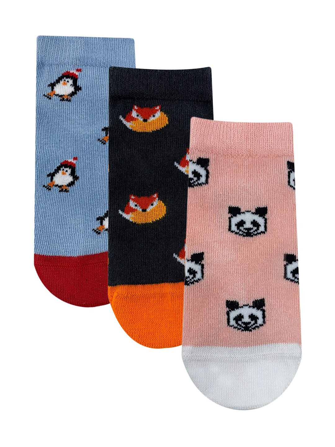 

Mint & Oak Kids Pack Of 3 Patterned Ankle-Length Socks, Peach