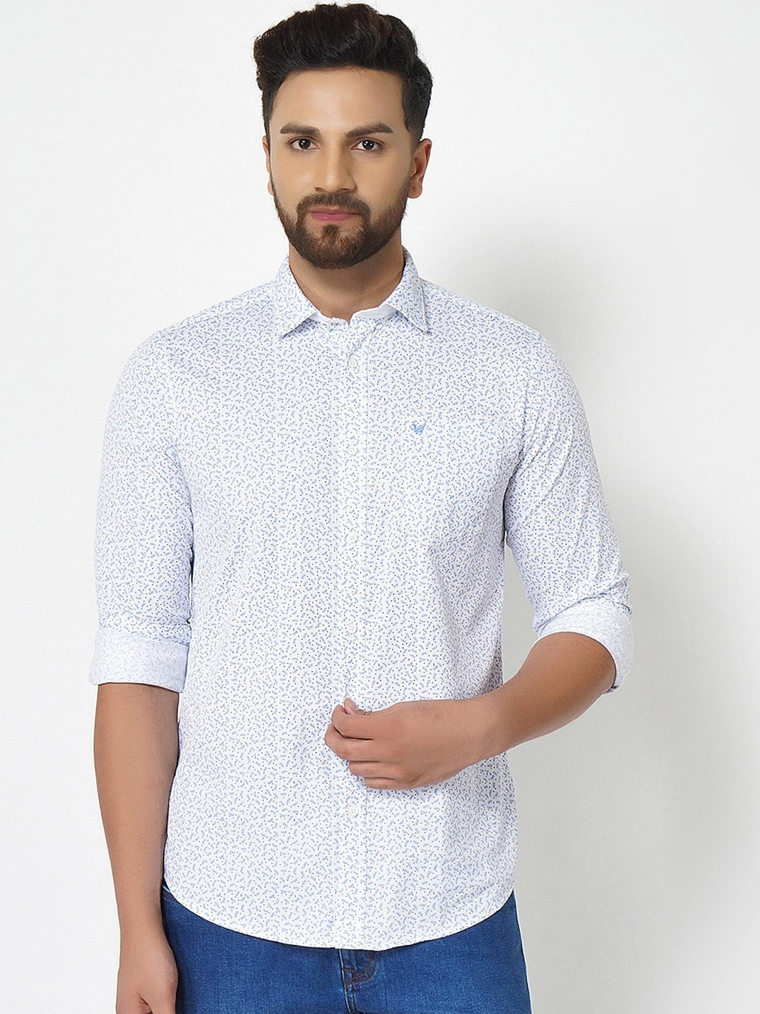 

Blackberrys Men White India Slim Fit Opaque Printed Casual Shirt