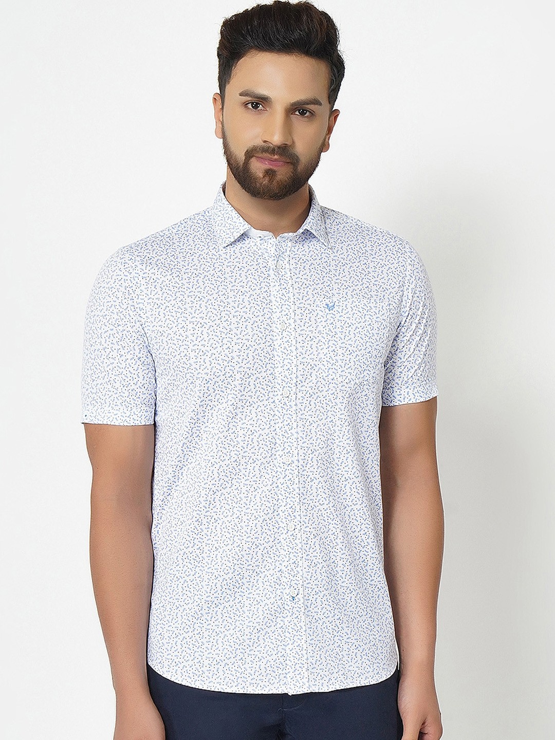

Blackberrys Men White India Slim Fit Opaque Printed Casual Shirt
