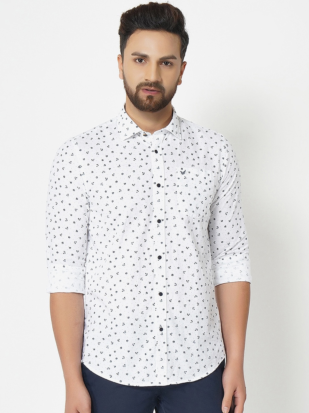 

Blackberrys Men White India Slim Fit Opaque Printed Casual Shirt