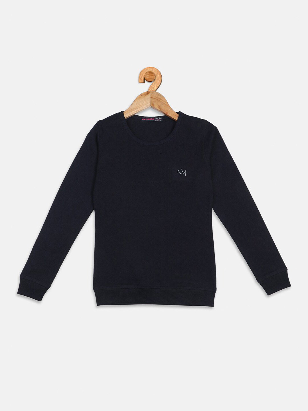 

Nins Moda Navy Blue Solid Regular Top