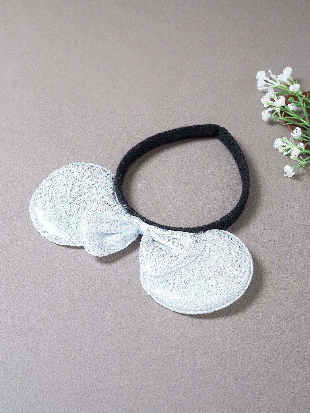 

Golden Peacock Women White & Black Micky Mouse Ears & Bow Hairband