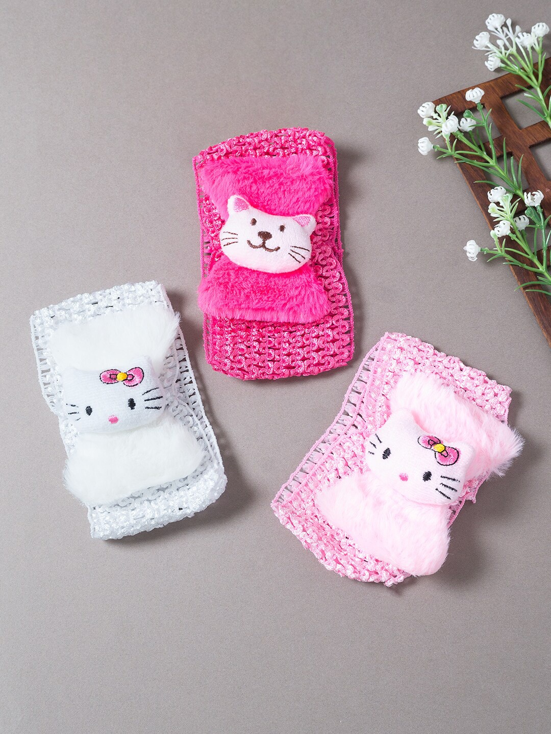 

Golden Peacock Girls Pink & White Set of 3 Fur Elasticated Hairbands