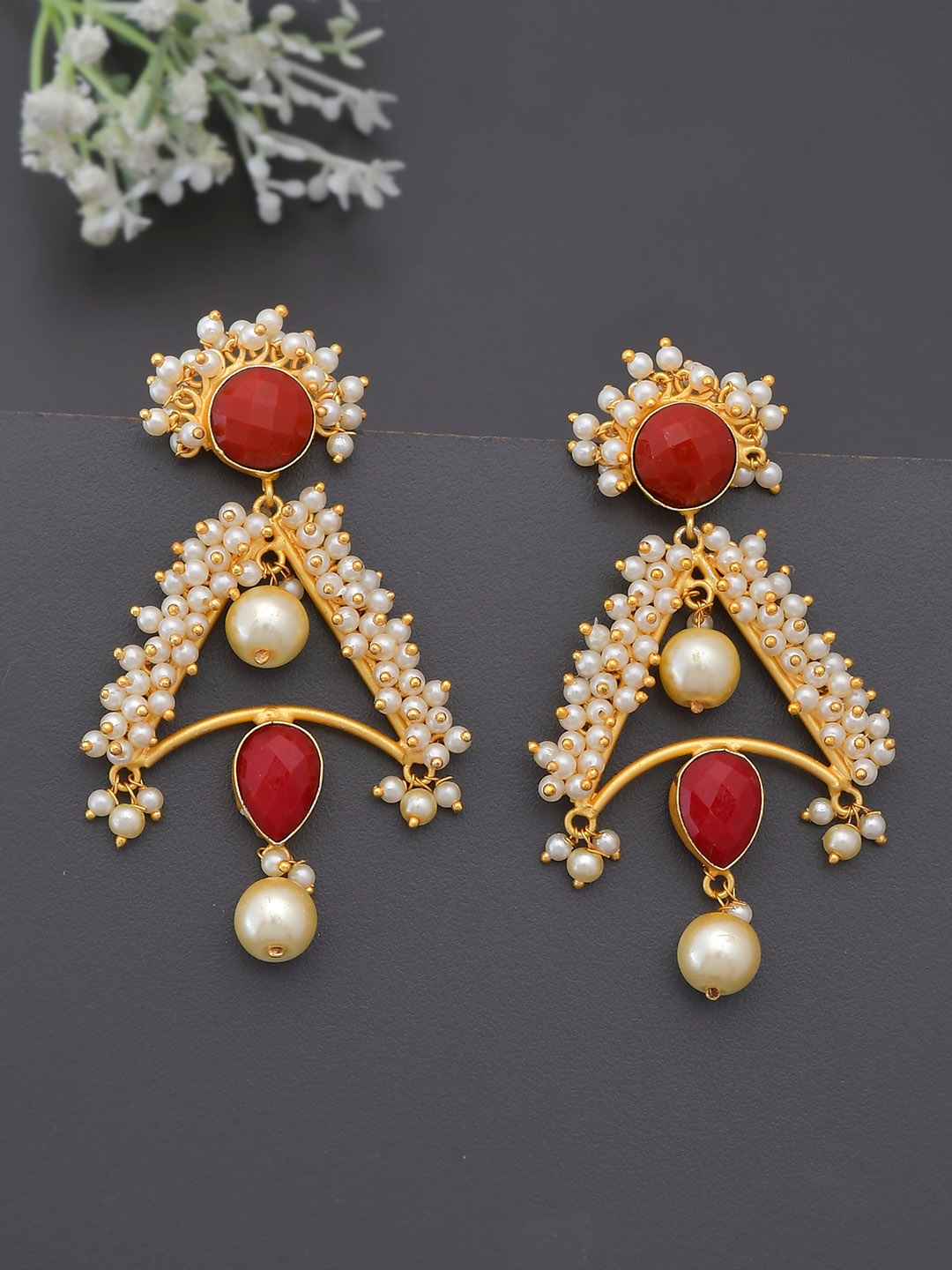

Silvermerc Designs Gold-Plated Gold-Toned Triangular Drop Earrings