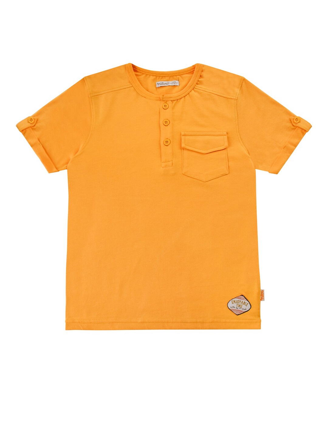 

milou Boys Orange Henley Neck T-shirt