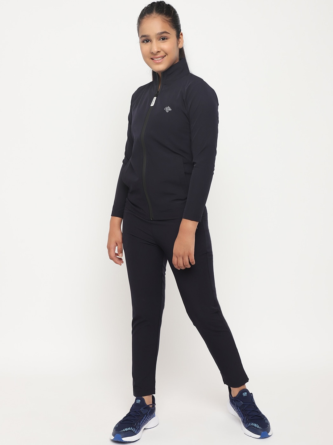 

CHIMPRALA Girls Navy Blue Solid Tracksuit