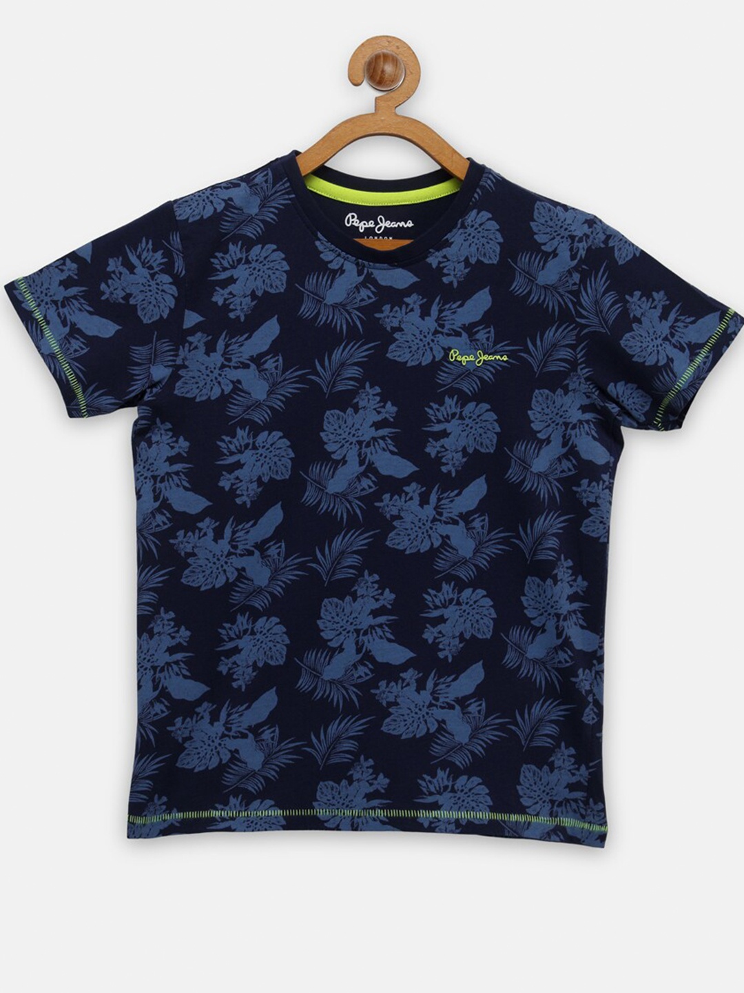 

Pepe Jeans Boys Blue Floral Printed Cotton T-shirt