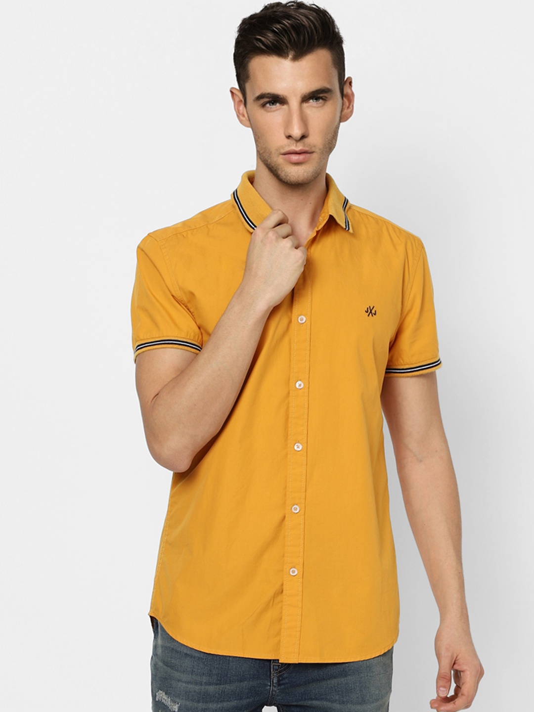 

Jack & Jones Men Yellow Slim Fit Opaque Casual Shirt