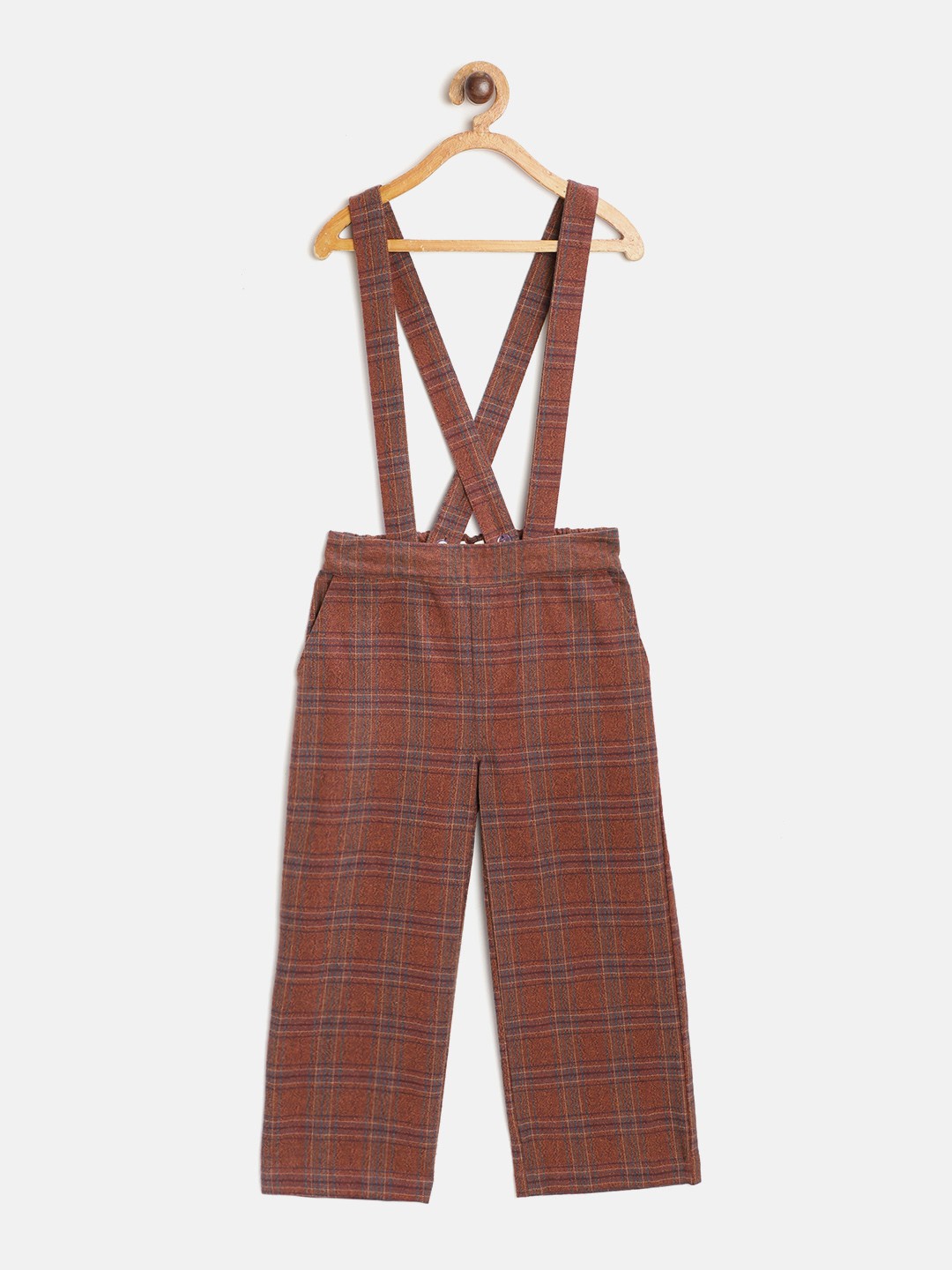 

Cherry Crumble Girls Brown Checked Parallel Trousers