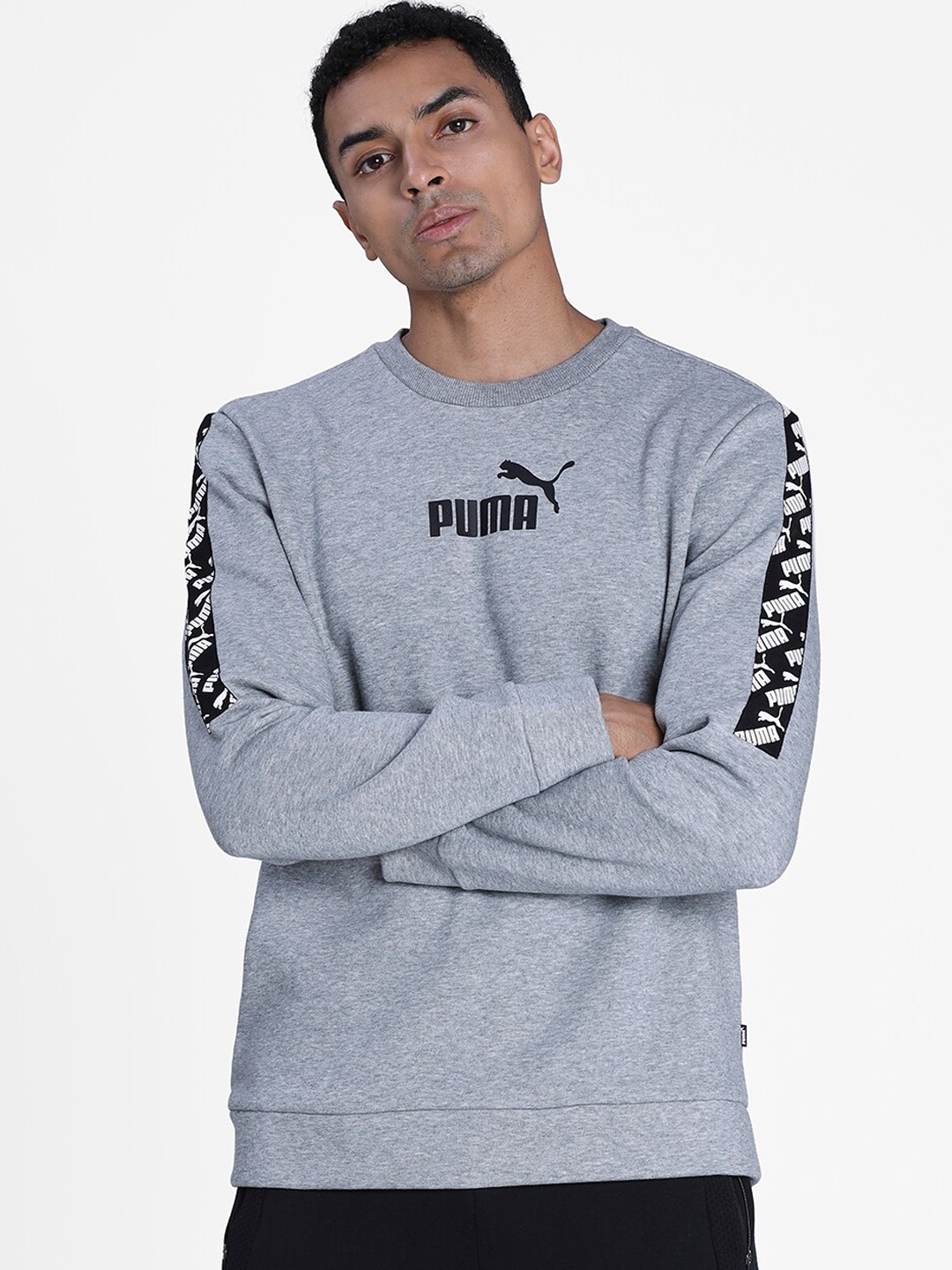 

Puma Men Grey Amplified Fleece Crew Neck Sweater