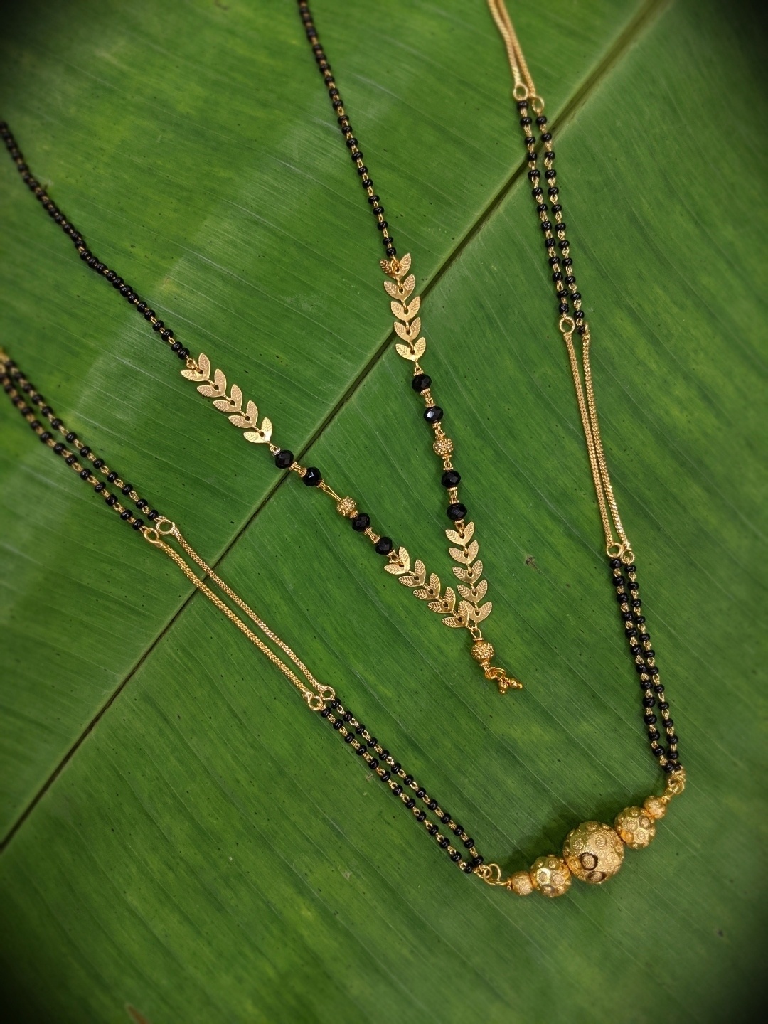 

Digital Dress Room Set Of 2 Gold-Plated & Black Beaded Mangalsutra