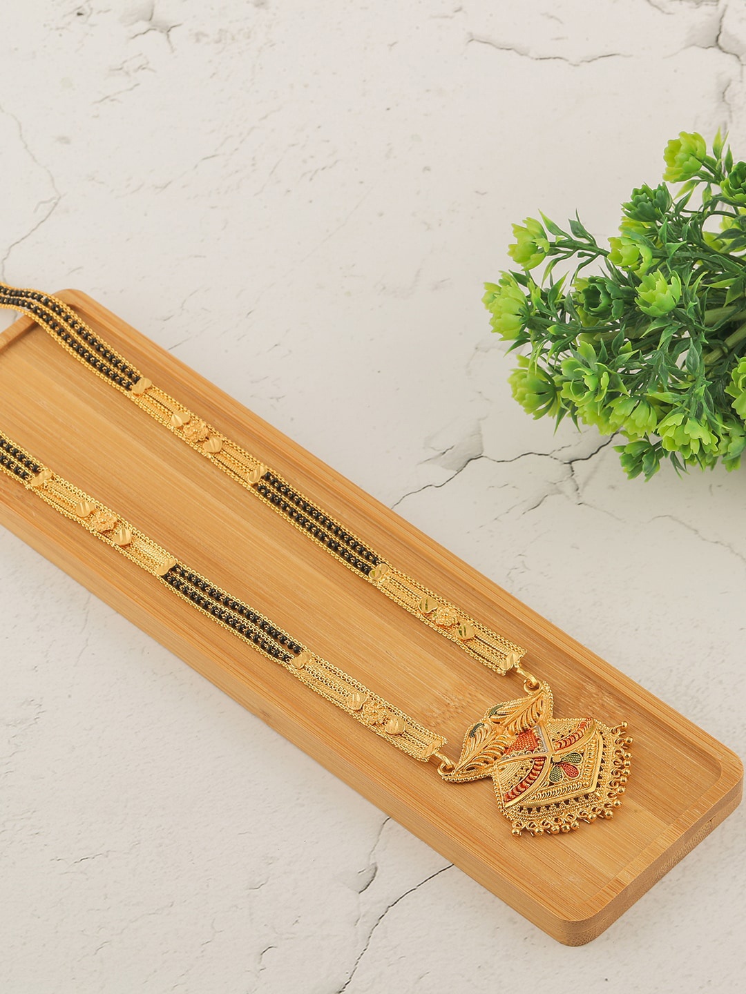 

Brandsoon Gold-Plated Black Beaded Traditional Handmade Mangaulsutra