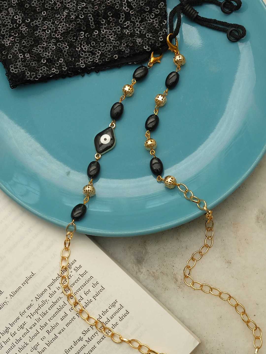 

Ayesha Gold-Toned & Black Chain-Link Evil Eye Beaded Mask & Sunglass Chain