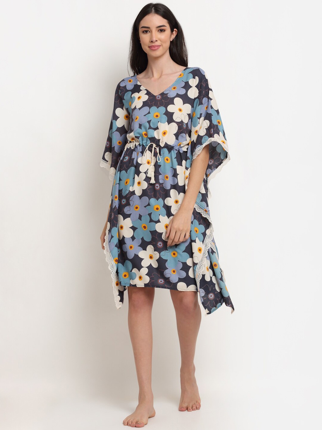 

EROTISSCH Women Blue Printed Kaftan Nightdress