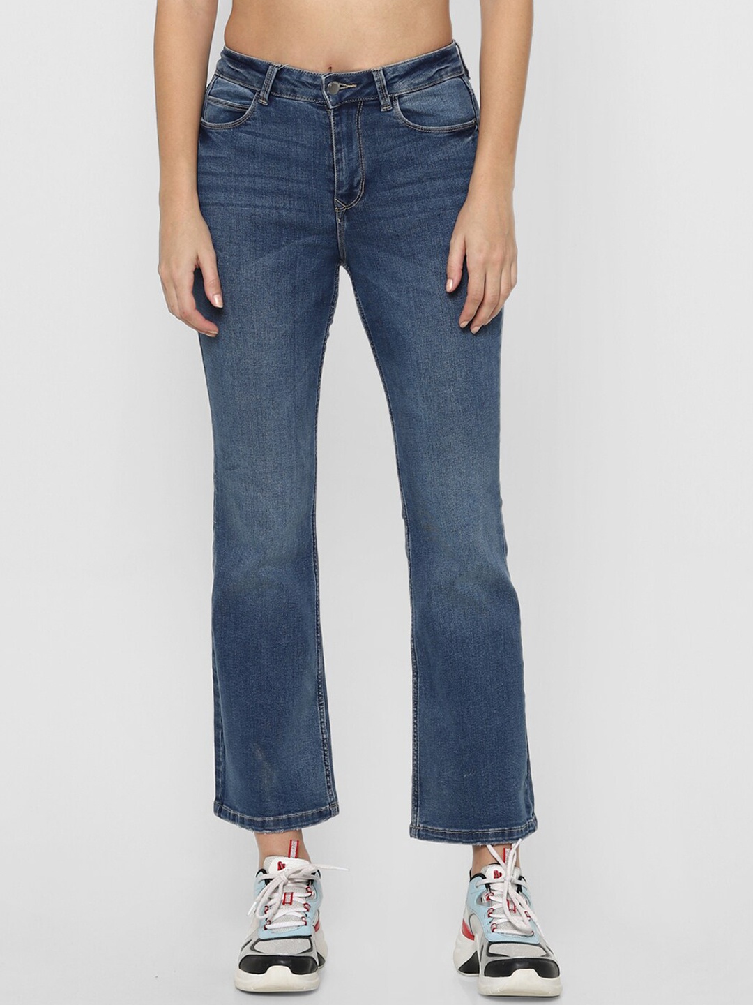 

ONLY Women Blue Flared High-Rise Heavy Fade Jeans