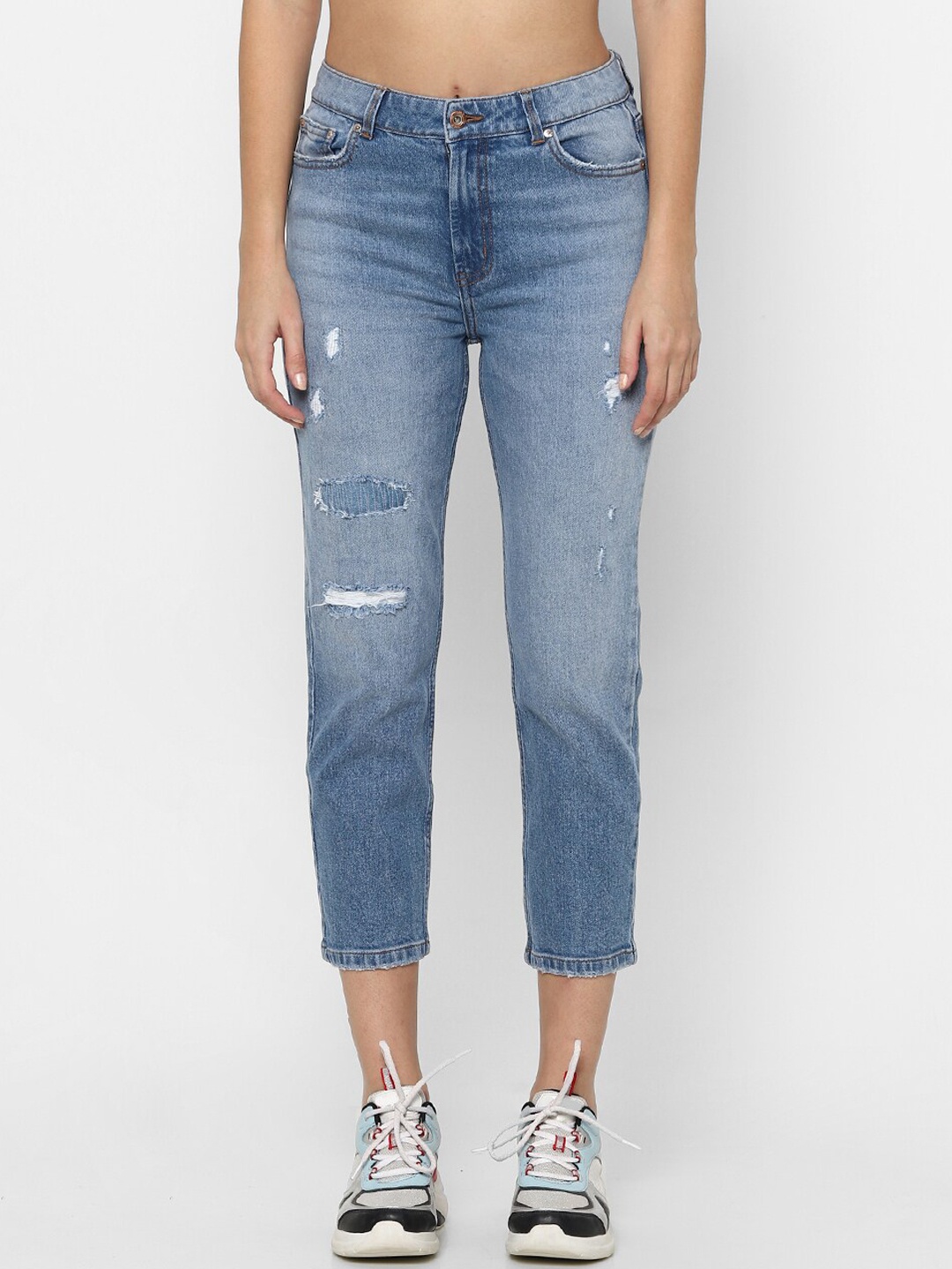 

ONLY Women Blue Slim Fit High-Rise Mildly Distressed Heavy Fade Jeans