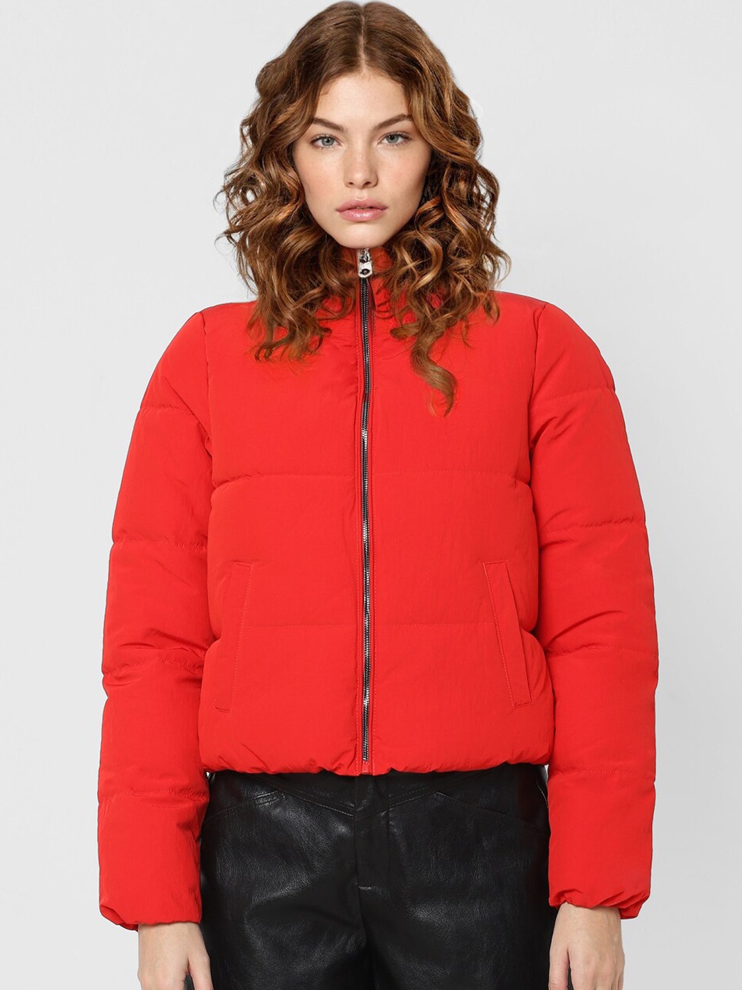 

ONLY Women Red Solid Puffer Jacket