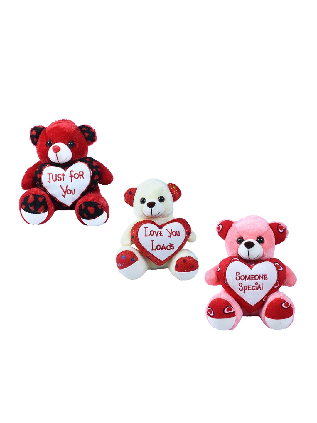 

DukieKooky Pack Of 3 Teddy Bears With Heart, Red