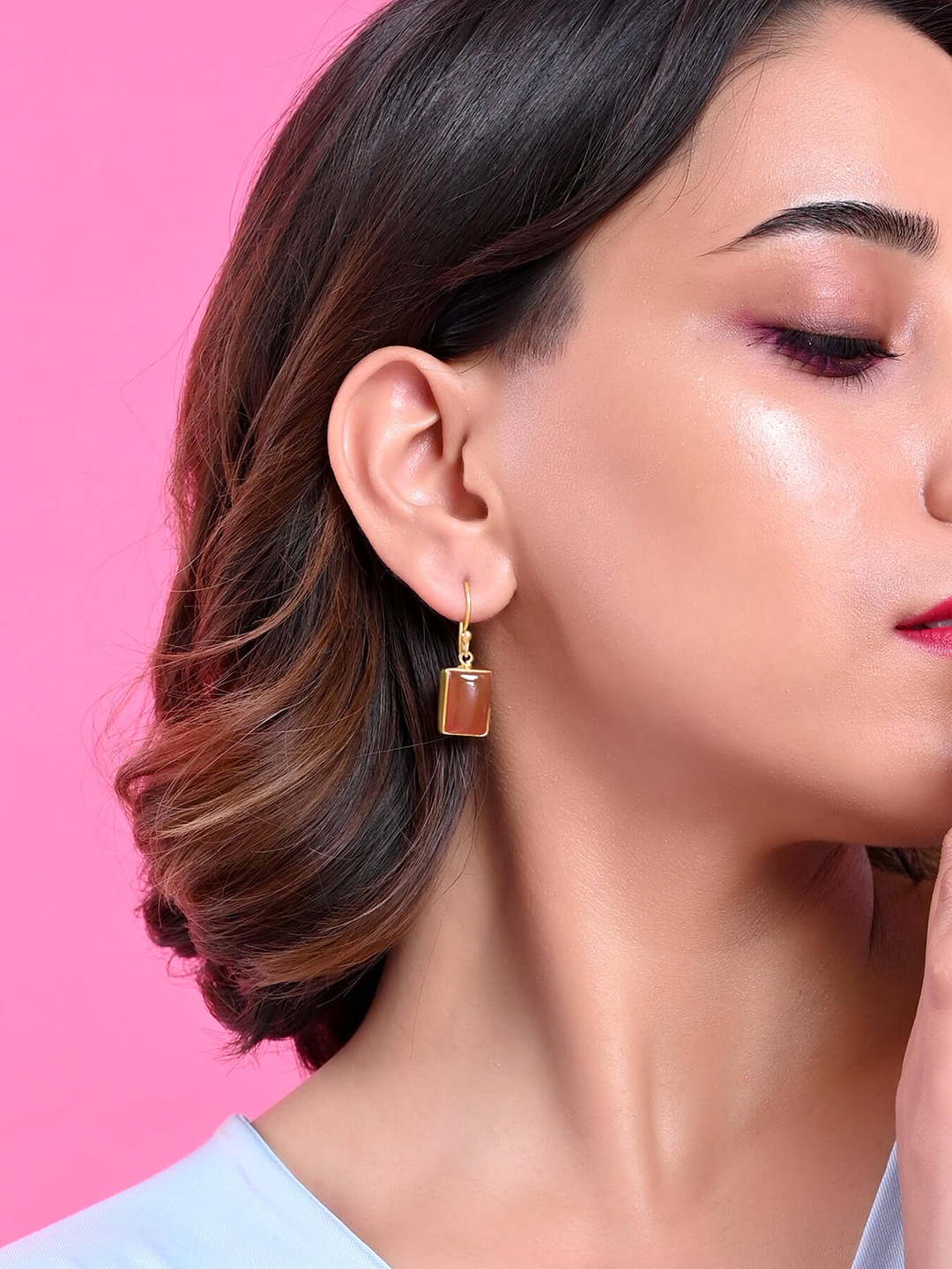 

Mikoto by FableStreet Gold-Plated Carnelian Stone Drop Earrings