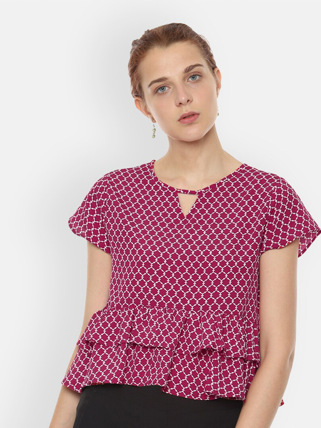 

Van Heusen Woman Pink Keyhole Neck A-Line Top