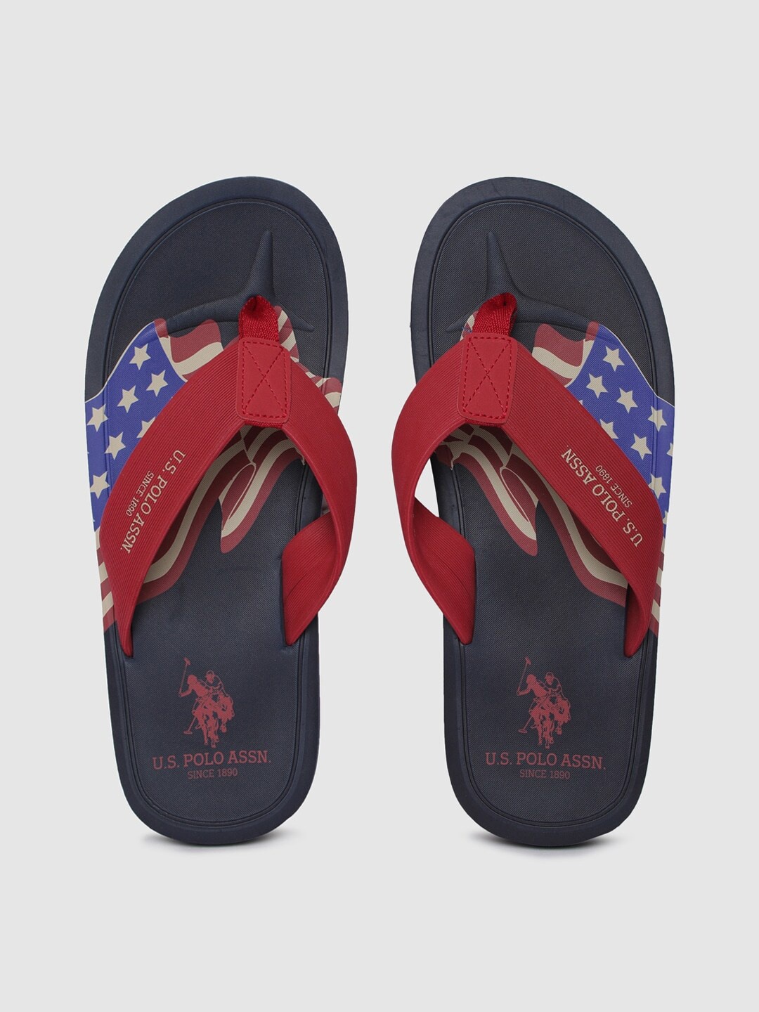 

U S Polo Assn Men Navy Blue & Red Printed Thong Flip-Flops