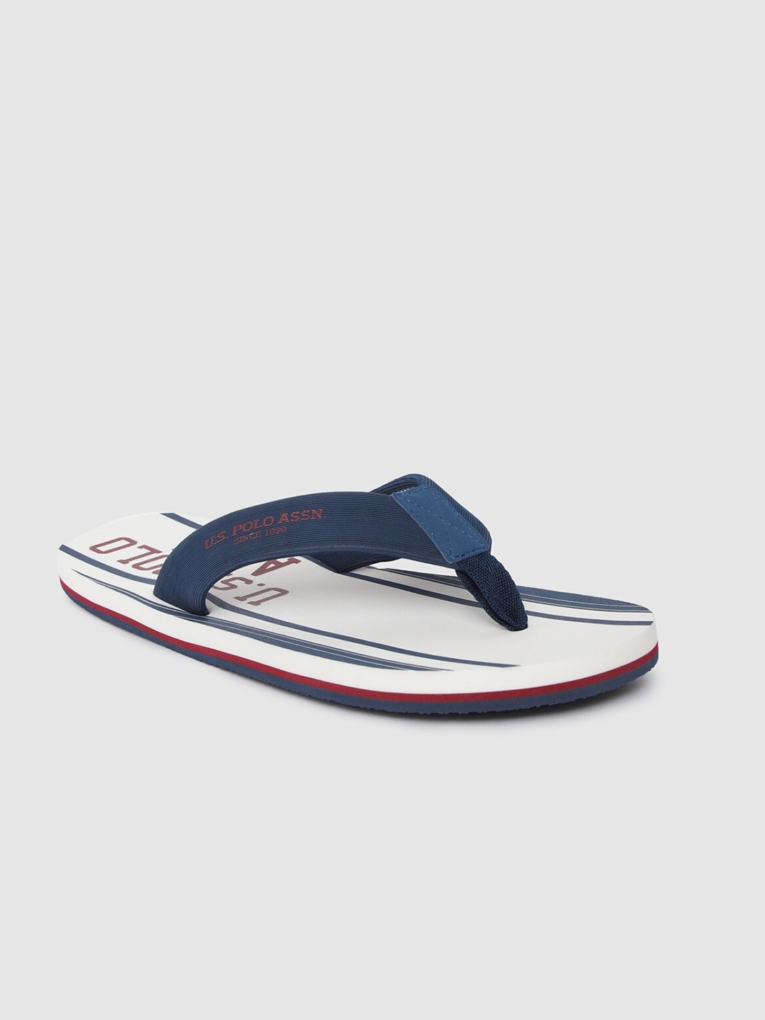 

U S Polo Assn Men Navy Blue & Off White Printed Thong Flip-Flops