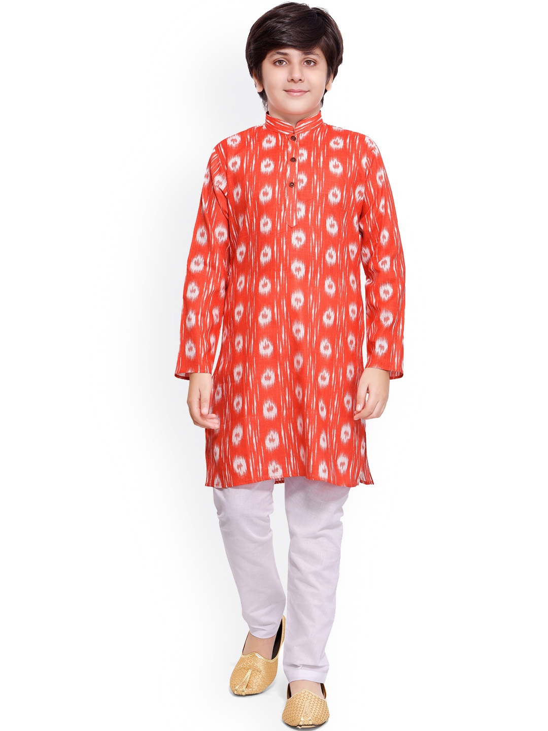 

Jeetethnics Boys Orange Printed Regular Kurta with Pyjamas