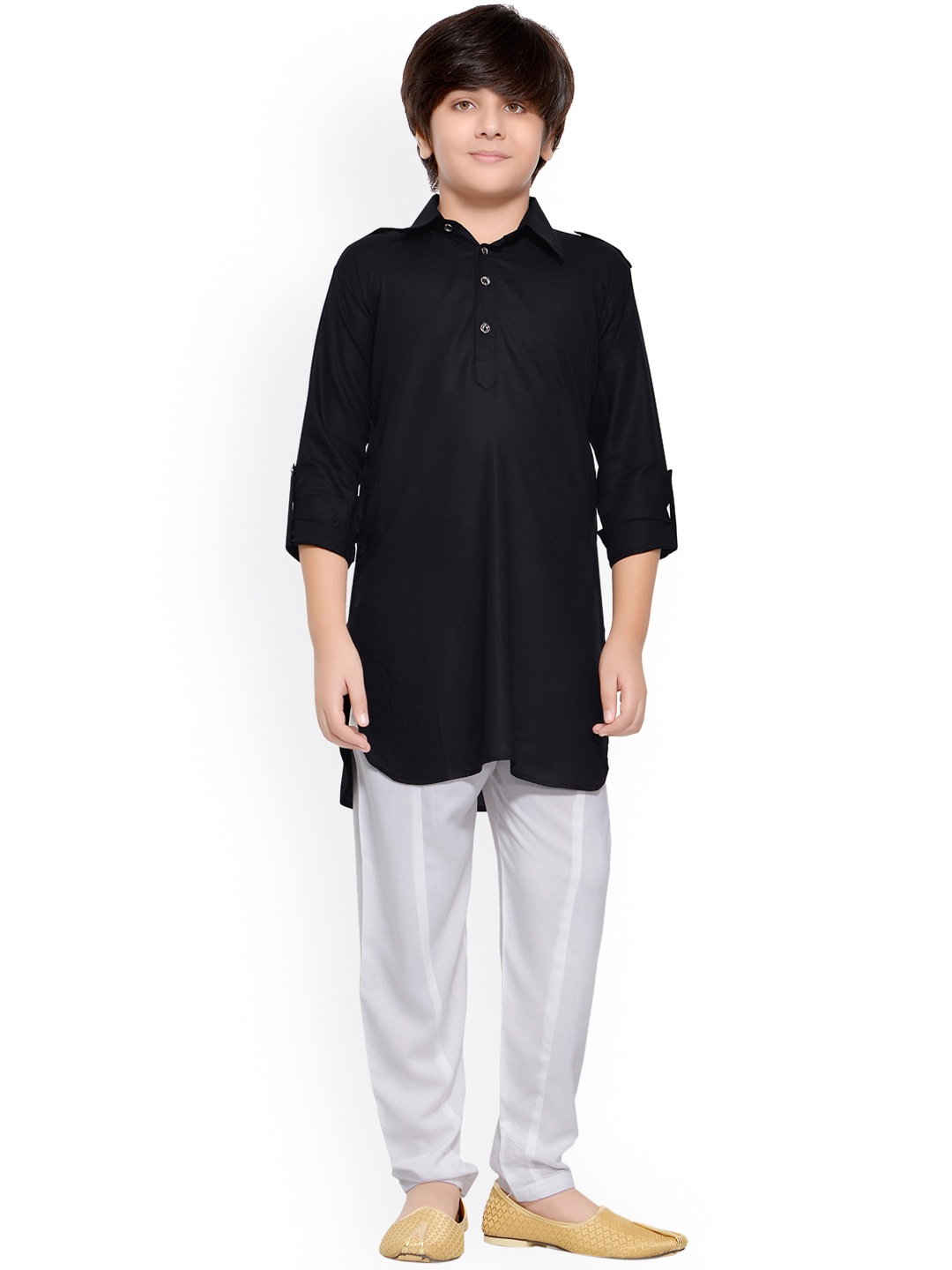 

Jeetethnics Boys Black Regular Kurta with Pyjamas