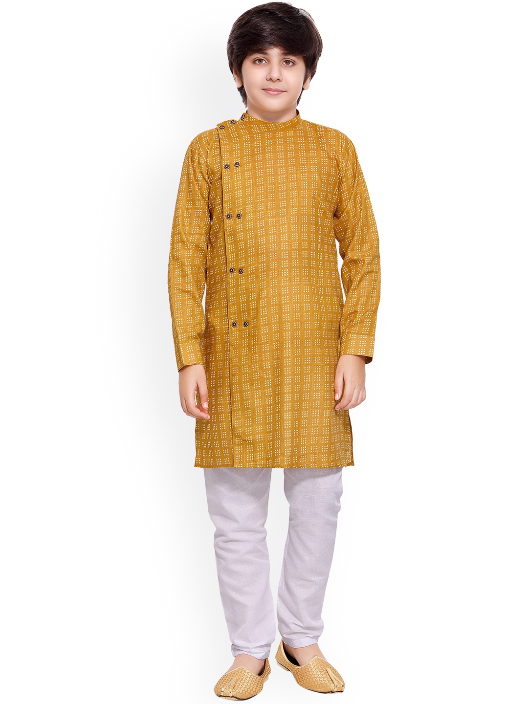 

Jeetethnics Boys Yellow Ethnic Motifs Regular Kurta with Pyjamas