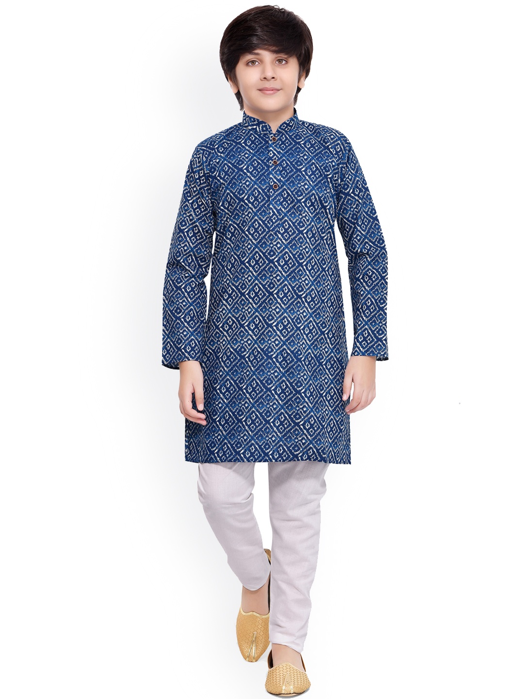 

Jeetethnics Boys Navy Blue Printed Regular Kurta with Pyjamas