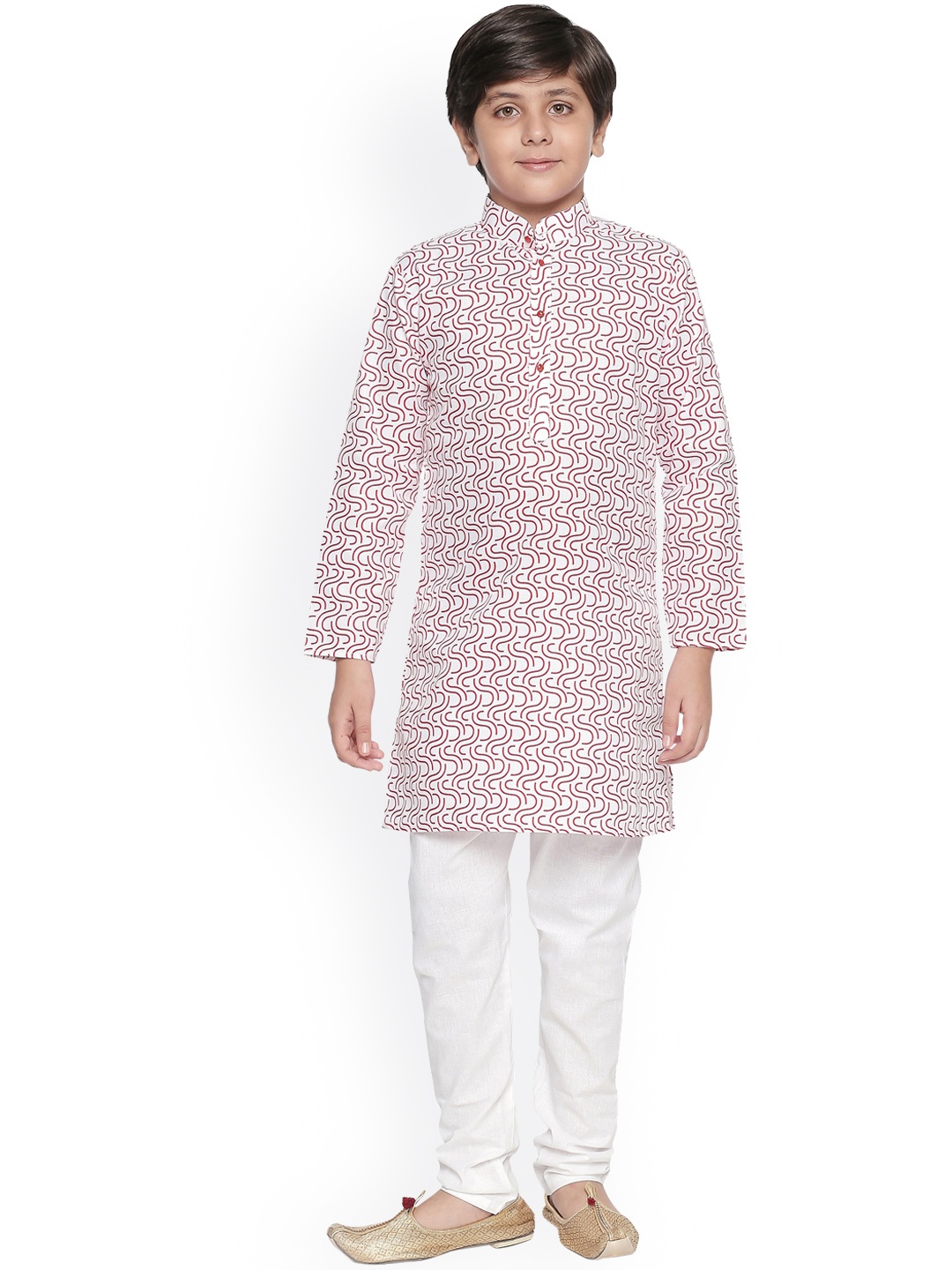 

Jeetethnics Boys White Printed Regular Kurta with Pyjamas