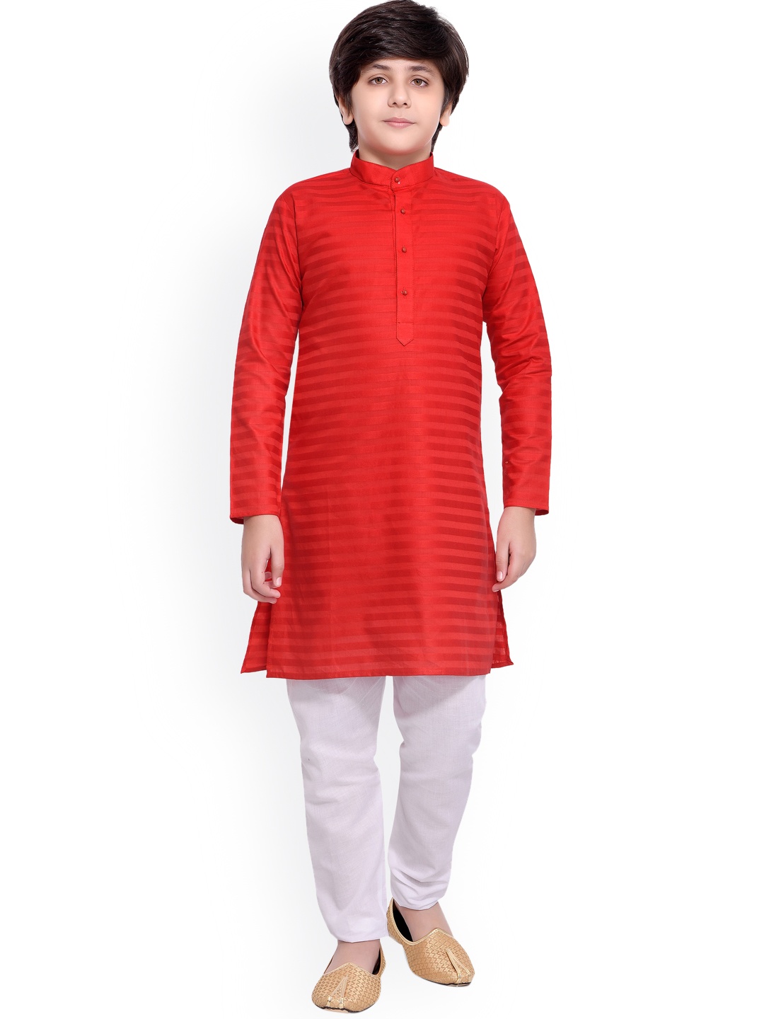 

Jeetethnics Boys Red & White Regular Kurta With Pyjamas