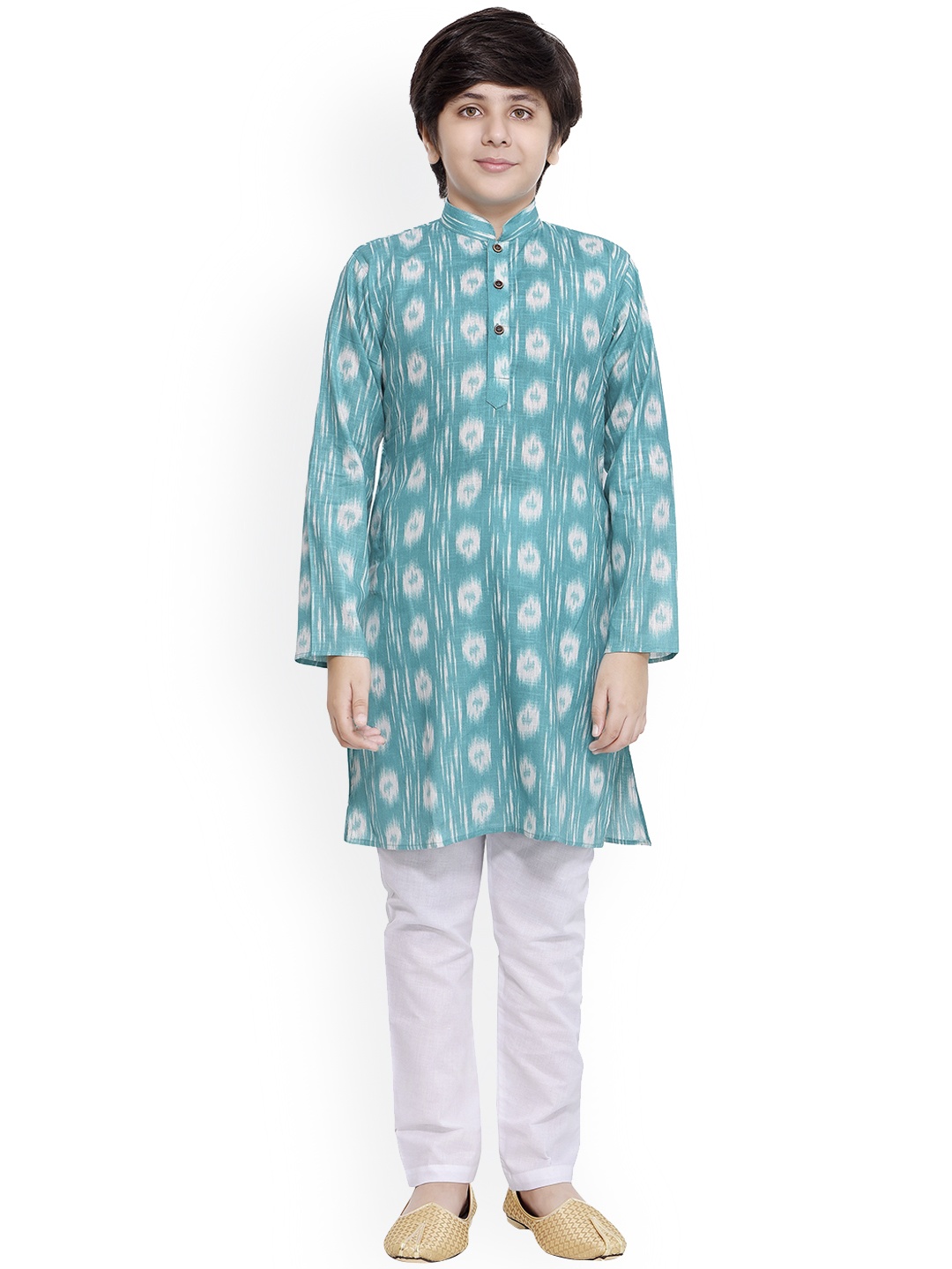 

Jeetethnics Boys Turquoise Blue Printed Regular Kurta with Pyjamas