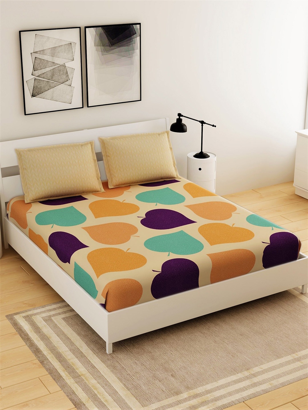

Salona Bichona Brown Abstract 144 TC 1 Queen Bedsheet with 2 Pillow Covers