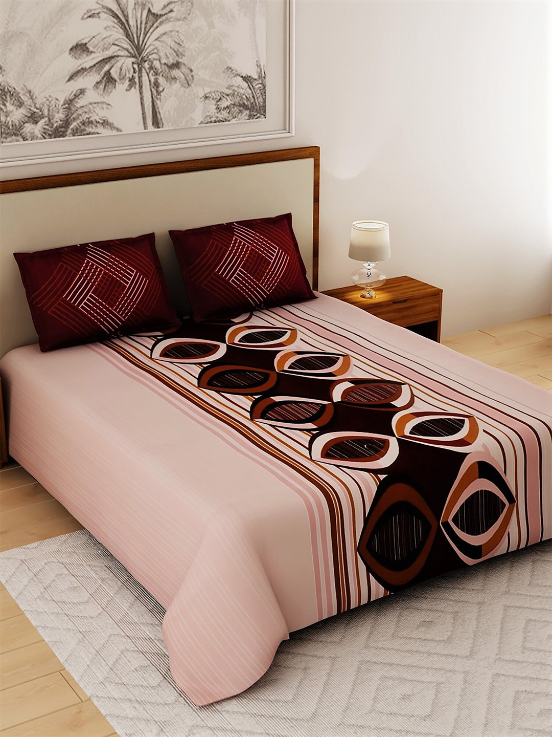 

Salona Bichona Grey & Black Printed Pure Cotton 120 TC Queen Bedsheet with 2 Pillow Covers