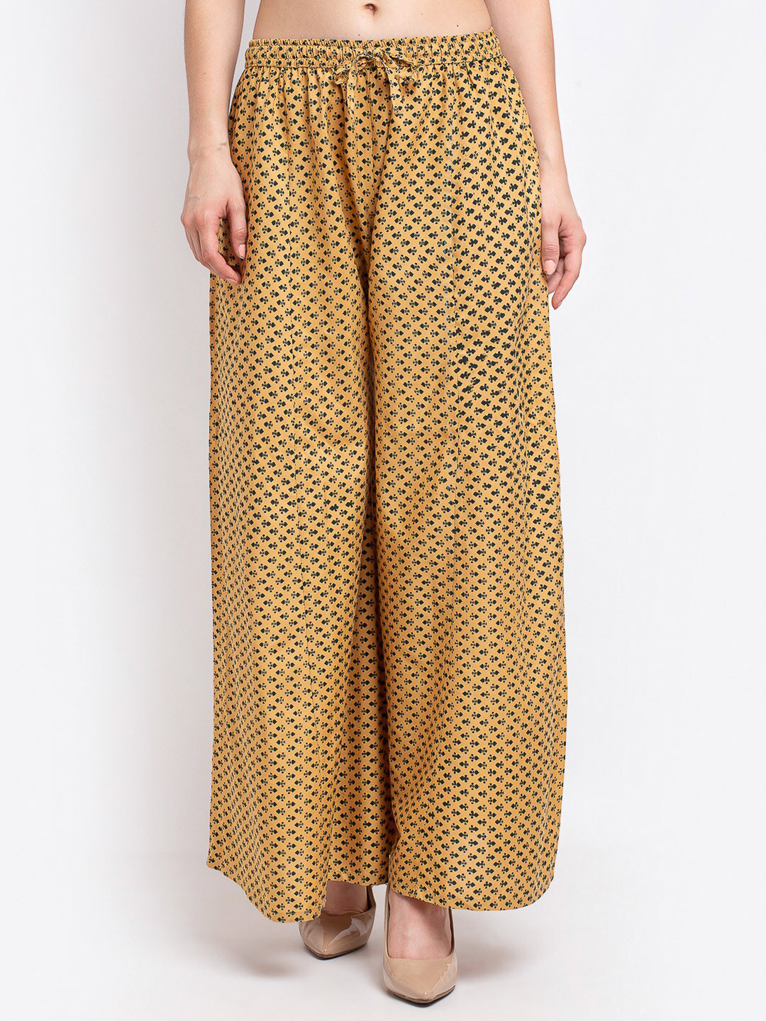 

GRACIT Women Pack Of 2 Pink & Beige Floral Printed Flared Knitted Palazzos