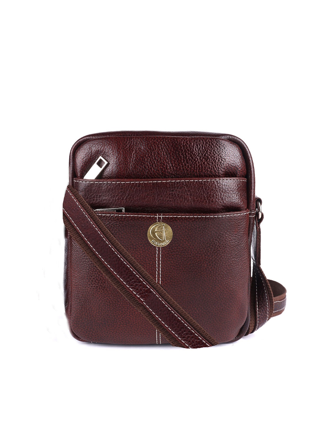 

HiLEDER Unisex Pure Leather Utility 8.5 inch Travel Messenger Bag, Brown