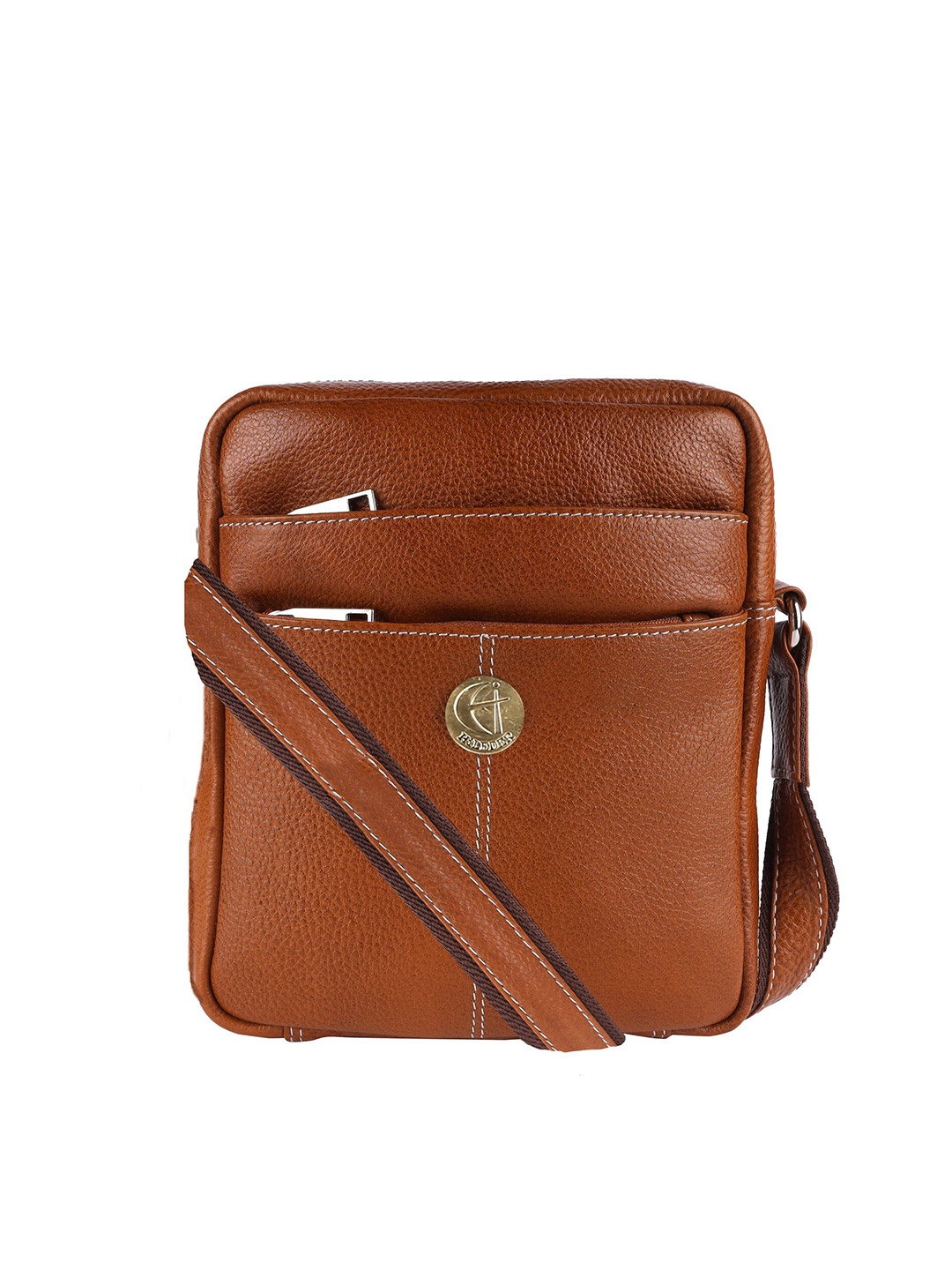 

HiLEDER Unisex Leather Messenger Bag, Tan