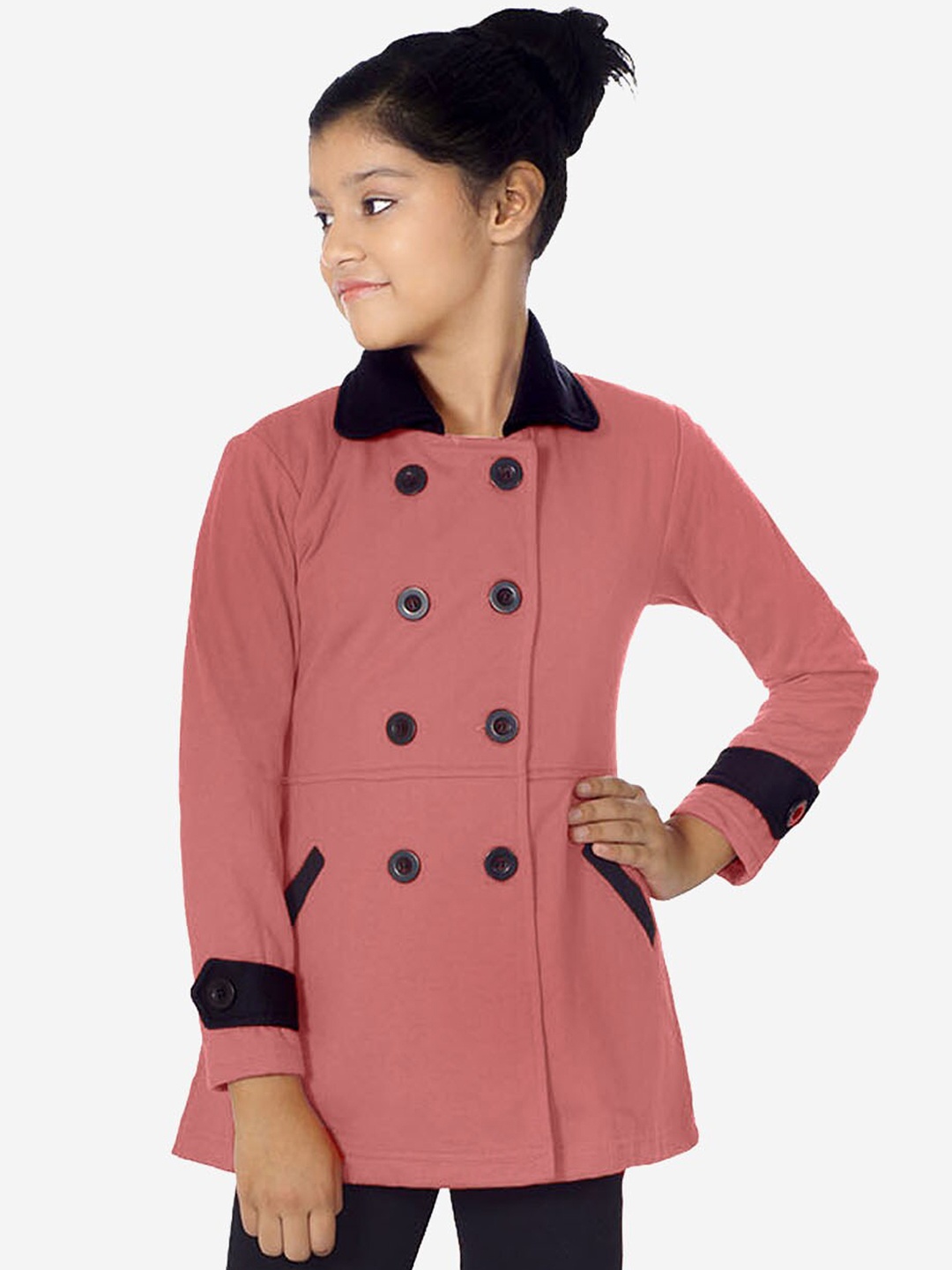 

Naughty Ninos Girls Pink Fleece Solid Pea Coat