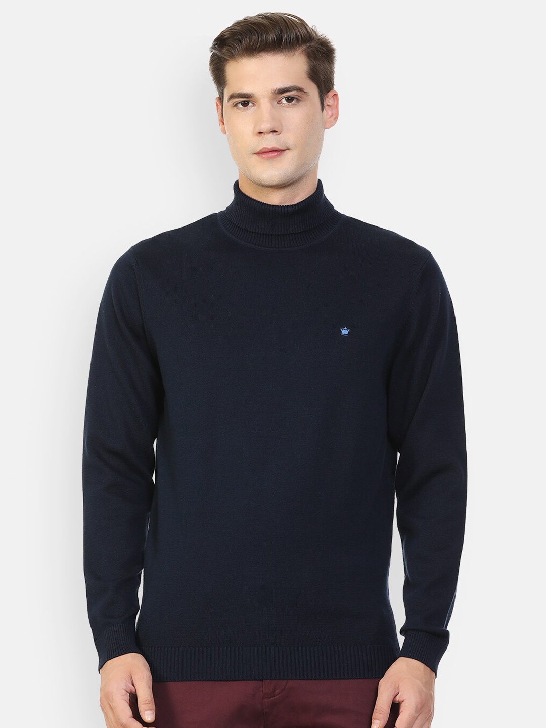 

Louis Philippe Men Navy Blue Turtle Neck Pullover