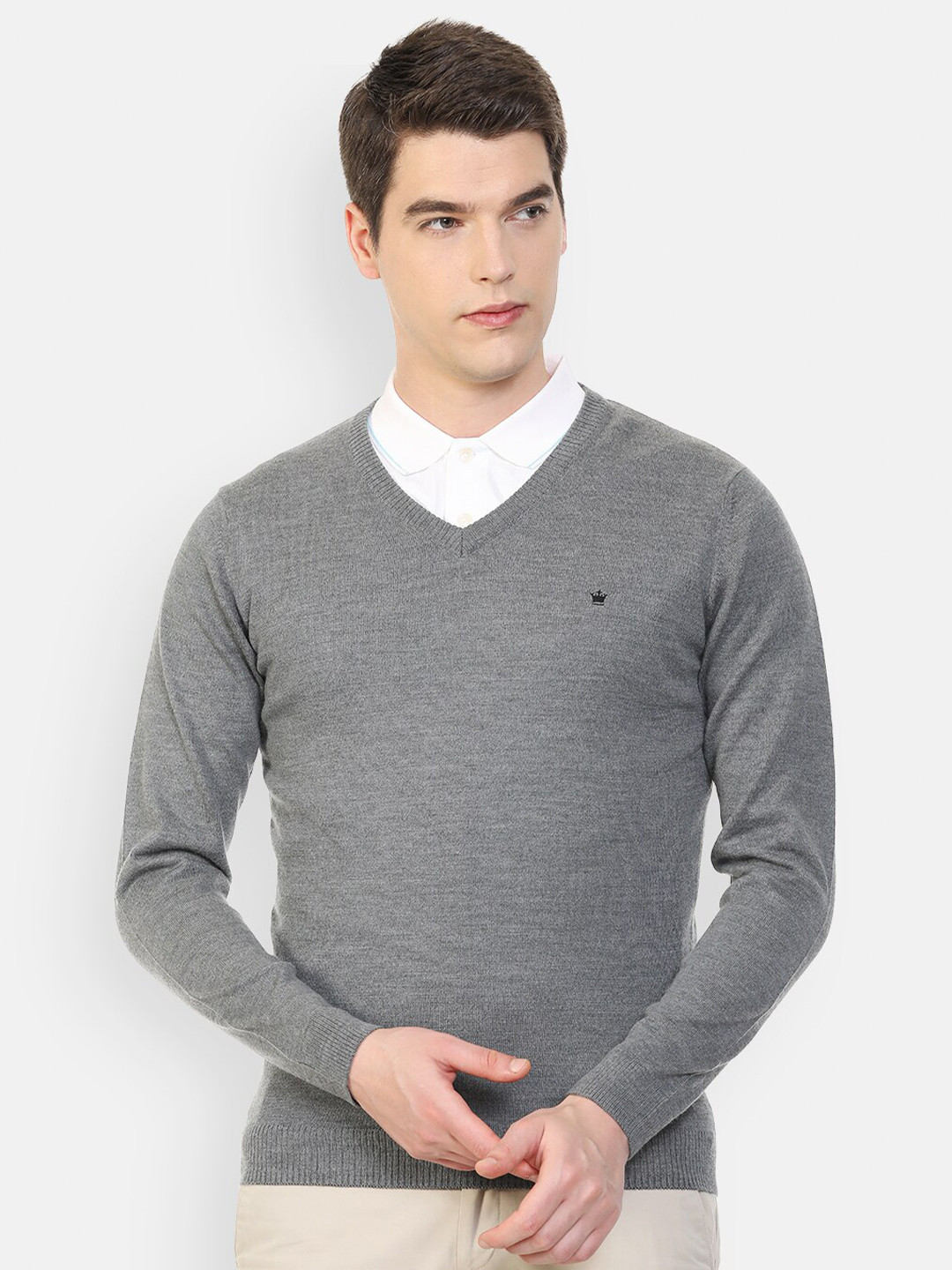 

Louis Philippe Men Grey Pullover
