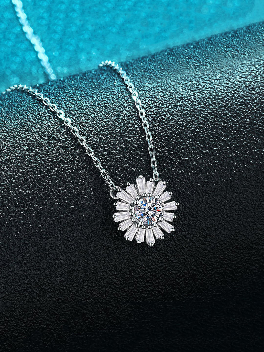 

Yellow Chimes Woman 92.5 silver Rosegold-Plated Crystal Floral Shaped Pendant With Chain