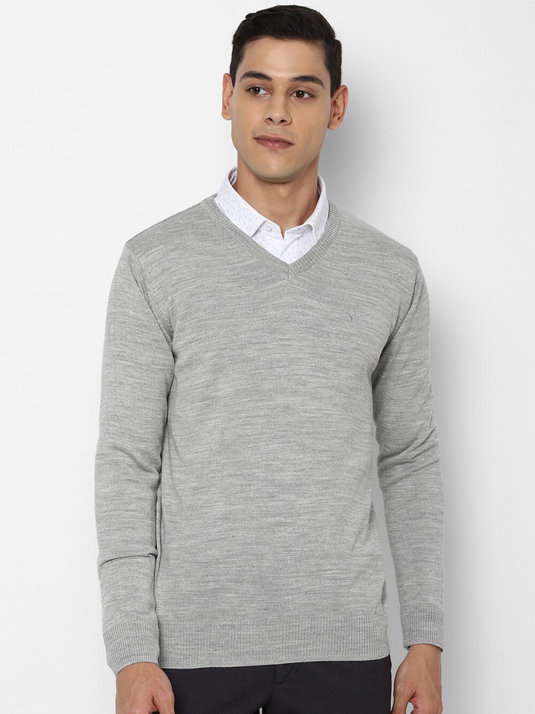 

Allen Solly Men Grey Melange Pullover Sweater