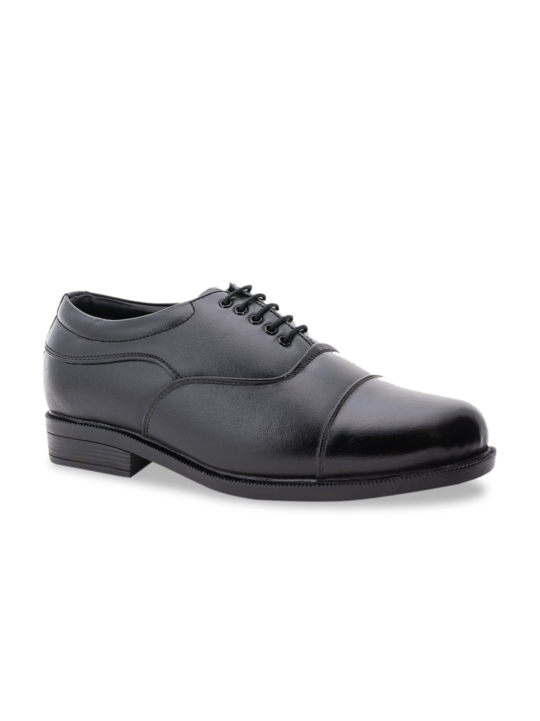 

Khadims Men Black Solid Genuine Leather Formal Oxfords