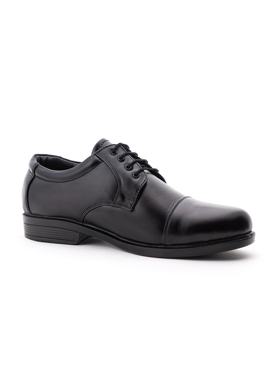 

Khadims Men Black Solid Leather Formal Derbys