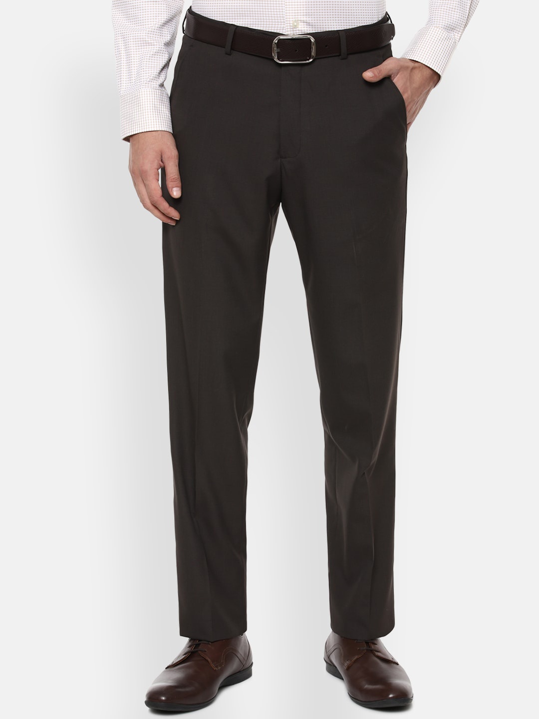 

Van Heusen Men Brown Formal Trousers