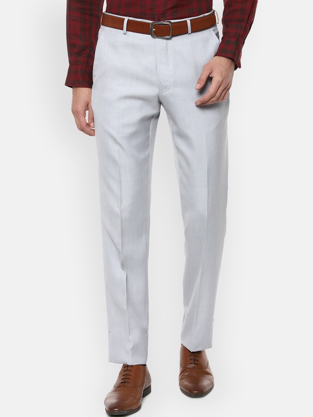 

Van Heusen Men White Textured Slim Fit Formal Trousers